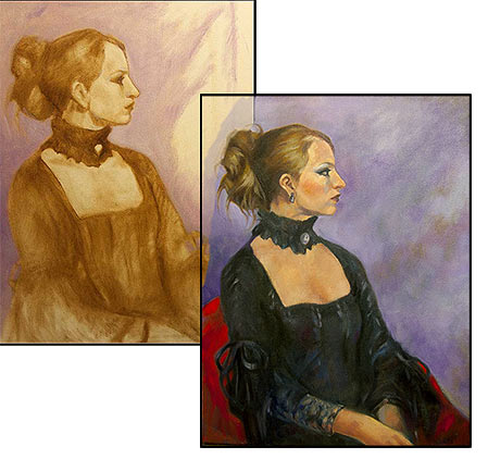 black dress painting