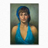 Blue Feathered Hat
oil on paper